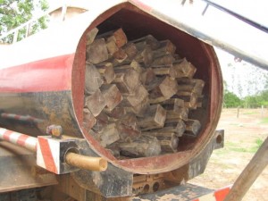 Rosewood concealed in a water tanker