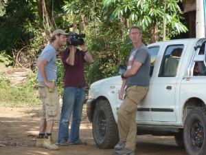 Julian Newman interviewed during filming in Laos (c) EIA